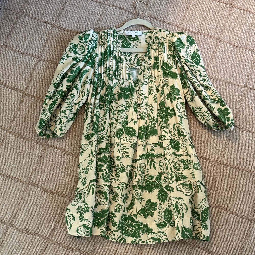 Hunter Bell Green and Cream Floral Mini Dress